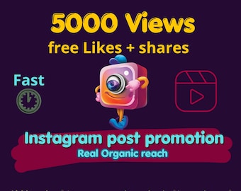 Promozione video su Instagram: 5000 visualizzazioni, bonus di coinvolgimento, like e condivisioni per aumentare rapidamente la portata del tuo reel.