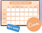 Monthly Meal Planner Printable Budget Meal Plan Template Weekly Grocery List Family Menu Planner Digital Download
