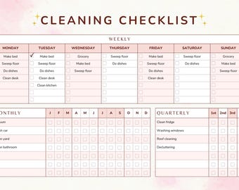 Lista di controllo per le pulizie / Programma giornaliero, settimanale e mensile (download digitale)