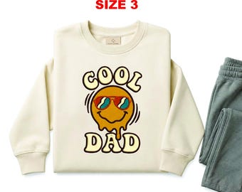 Diseño de bordado retro para papá, carita sonriente moderna, estilo años 70 (archivo digital)