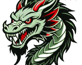 Diseño de bordado de dragón japonés, mascota urbana, máquina de tatuaje tribal (descarga digital)