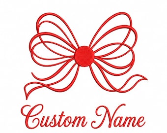 Diseño de bordado de lazo con nombre personalizado, archivo Coquette con puntada satinada (PES)