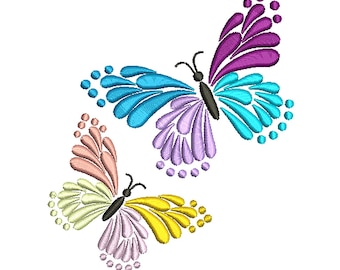 Diseño de bordado de mariposa, archivo de bordado a máquina de mariposa floral colorida, patrón de alas de mariposa, decoración primaveral de la naturaleza, descarga instantánea