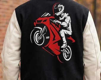 Diseño de bordado para motos de carreras deportivas / Patrón para chaqueta universitaria DST PES