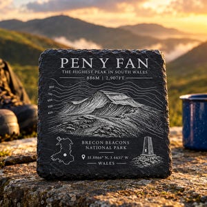 Pen y Fan Slate Coaster | Brecon Beacons Wales Hiking Gift