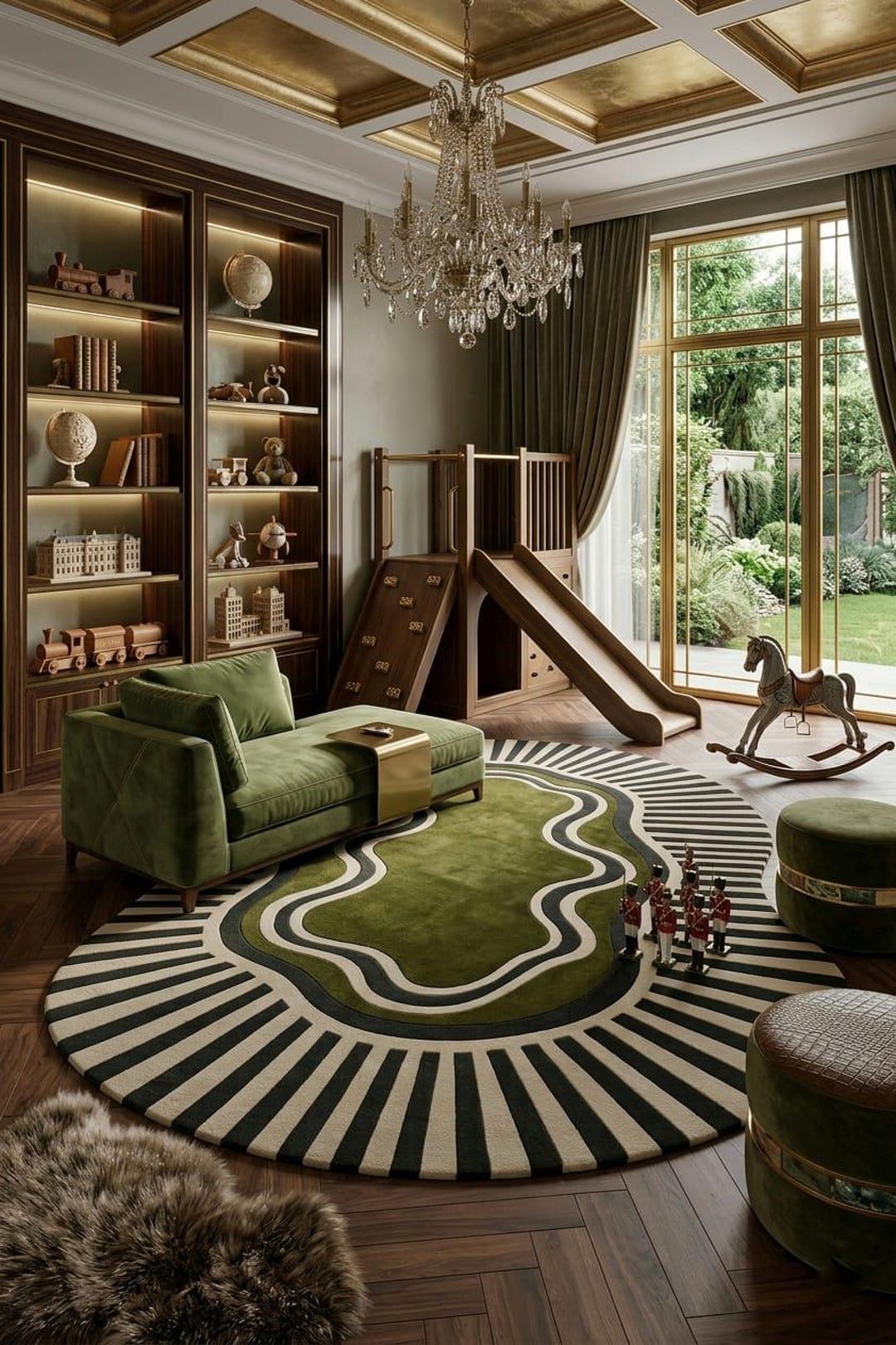 Rcc Rugs Modern Abstract Green Hand Tufted Rug, Irregular Shape Area Rug ...