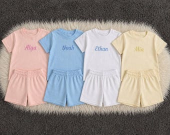 Kids personalised shorts and t shirt set
