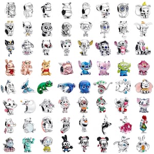 Anhänger aus 925er Sterlingsilber für europäische Armbänder, niedliche Cartoon-Tierfiguren