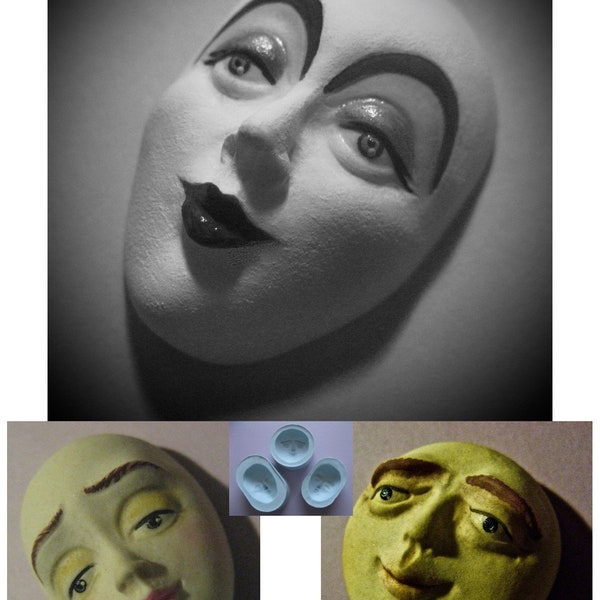 YOUR CHOICE - Flexible Food Grade Silicone Press Mold of a Doll Face Cab (male or female character) (NOTE "cast" size)