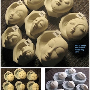 YOUR CHOICE - Flexible Food Grade Silicone Push Press Molds of Round Oval Sun Moon Doll Face Cabs (NOTE "cast" sizes under Item Description)