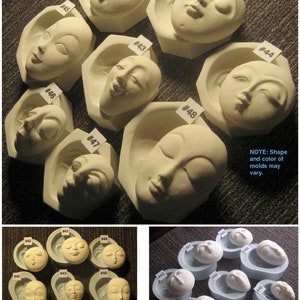 YOUR CHOICE - Flexible Food Grade Silicone Push Press Molds of Round Oval Sun Moon Doll Face Cabs (NOTE "cast" sizes under Item Description)