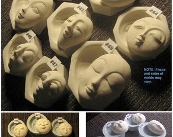 YOUR CHOICE - Flexible Food Grade Silicone Push Press Molds of Round Oval Sun Moon Doll Face Cabs (NOTE "cast" sizes under Item Description)