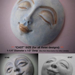 YOUR CHOICE - Flexible Food Grade Silicone Mold of a Doll Face Cab (sun, moon, spirit doll, male or female character) (NOTE &quot;cast&quot; sizes)