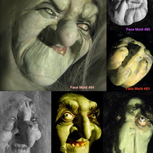 YOUR CHOICE - Food Grade Flexible Silicone Press Mold of Doll Face Cab - Hags, Creepy Characters, Old Man or Woman (NOTE &quot;cast&quot; size)