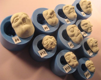 YOUR CHOICE - Food Grade Flexible Silicone Mold Mould of Doll Face Cab - Hag, Zombie, Ghoul (Note:  "cast" size)