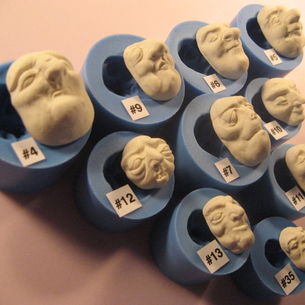 YOUR CHOICE - Food Grade Flexible Silicone Mold Mould of Doll Face Cab - Hag, Zombie, Ghoul (Note:  "cast" size)