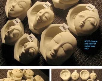 YOUR CHOICE - Flexible Food Grade Silicone Push Press Molds of Round Oval Sun Moon Doll Face Cabs