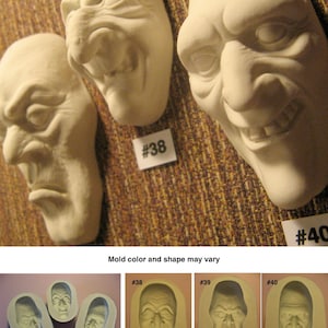 YOUR CHOICE - Flexible Silicone Mold of Doll Face Cab - Hag, Ghoul, Zombie, Old Man or Woman, Creepy Character (NOTE "cast" size)