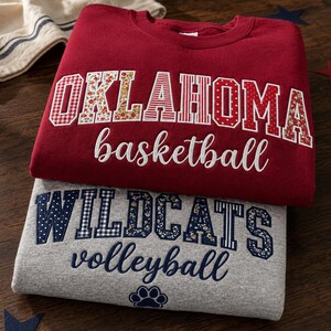 Sudadera bordada con apliques universitarios personalizados, camiseta con nombre universitario personalizado, regalo de regreso a clases, camiseta universitaria de retazos, espíritu de mascota