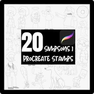 Procreateスタンプセット｜落書き｜シンプソンズ#1クリップアートスタンプ、iPad用描画パック、デジタルダウンロード