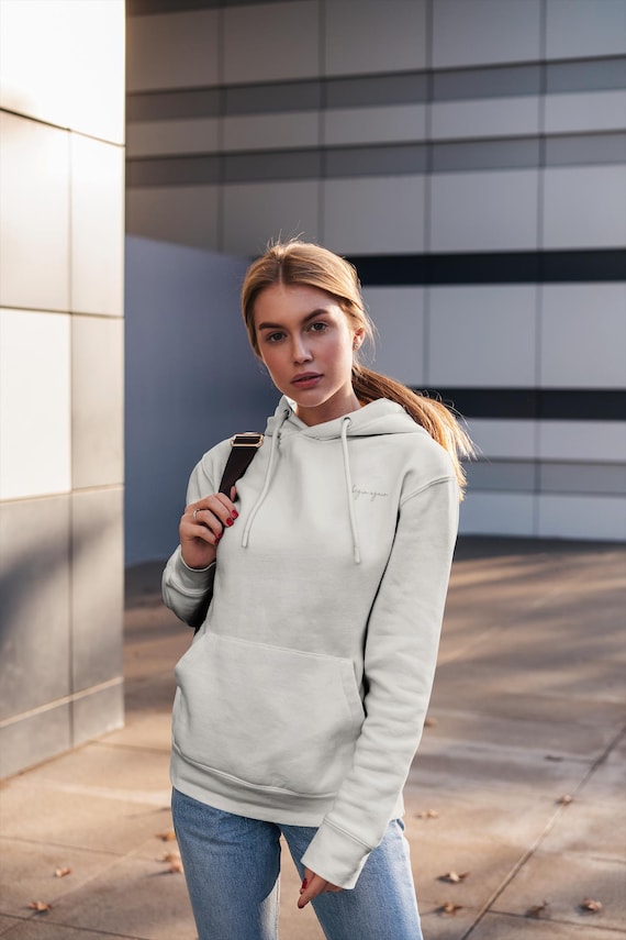 Minimal Embroidered Hoodie | Soft Cream Fleece Pullover | Cozy Everyday Sweatshirt