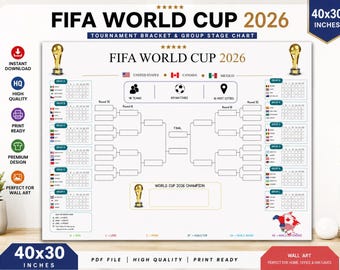 World Cup 2026 Soccer Match Schedule, World Cup Wall Chart Poster Print, World Cup Schedule, World Cup Bracket,USA Wall Calendar Poster Pdf