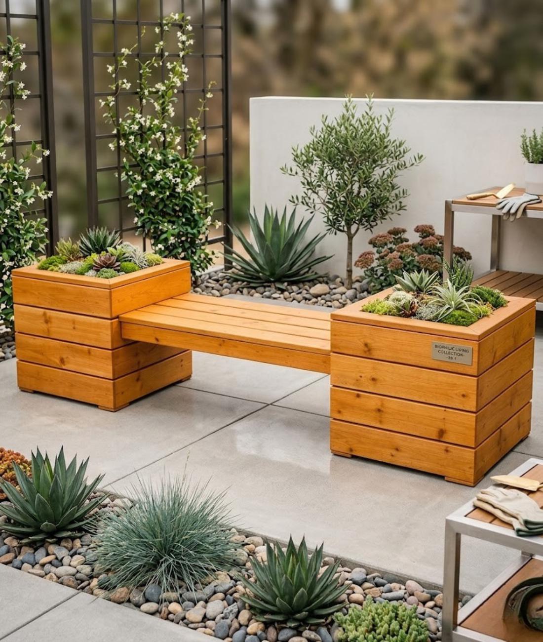 Outdoor Bench With Planter Plans | DIY Garden Bench With Integrated ...