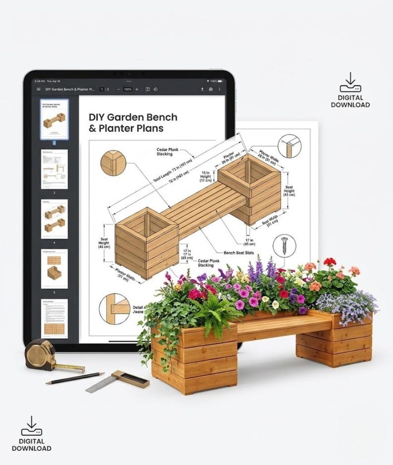 Outdoor Bench With Planter Plans | DIY Garden Bench With Integrated ...