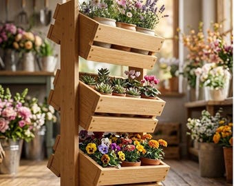 DIY 3-Tier Wooden Plant Stand Plans - Vertical Garden Planter Build Guide PDF - Tiered Herb Garden/Outdoor Flower Display Plans