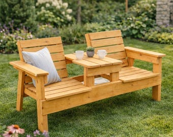DIY Double Outdoor Chair Plans - Modern Wooden Loveseat Blueprints - Step-by-Step Woodworking Project