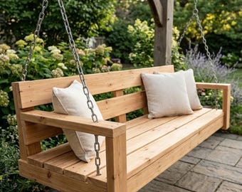 Moderne Verandaschaukel – Baupläne (PDF) – Anleitung zum Bau einer großen Gartenbank aus Holz – Digitaler Download