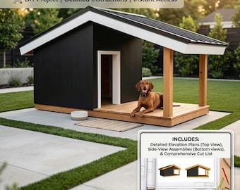 DIY doghouse plans: large/wooden doghouse (PDF download)
