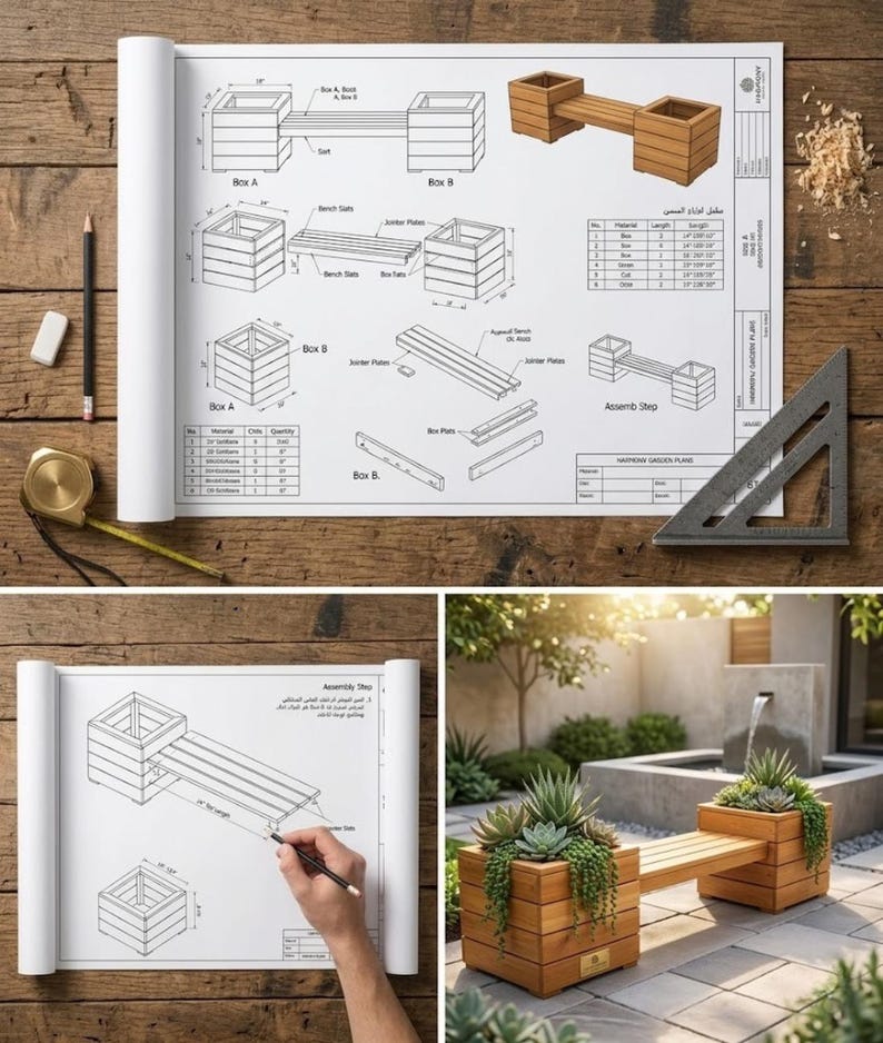 Outdoor Bench With Planter Plans | DIY Garden Bench With Integrated ...