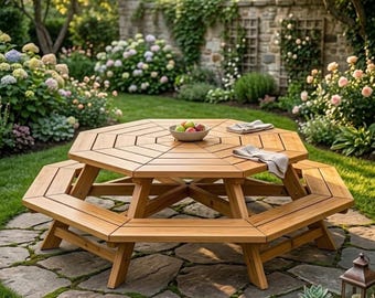 Large Octagon Picnic Table DIY Plans -DIY Project Octagon Picnic Table Digital Plans | Detailed Blueprints- Instant Download