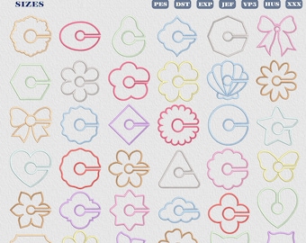 ITH Blumen-Weinstiel-Etiketten-Applikationsstickerei, Blumen-Taschenetiketten-Datei, Getränkeetiketten für Partys, Babybanner-Applikation, Partybanner-Wimpelkette