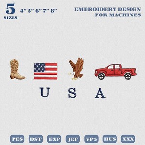 Icons USA Embroidery Designs, 4th of July Design, Western File, USA Flag Design, Patriotic 4th of July Embroidery File, USA Independence Day