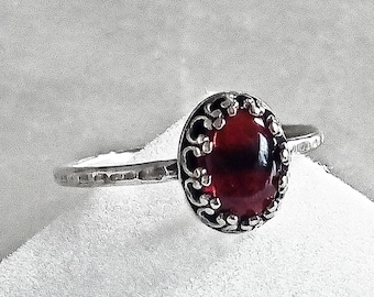 Sterling Silver Garnet Ring Red Ring Red Stone Ring Red Garnet Jewelry Adjustable Ring Gemstone Ring Gift for her