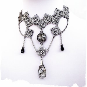 Crystal Choker Black Gothic Choker Gothic Necklace Gothic Bridal Necklace Crystal Necklace Victorian Gothic Jewelry Black Choker