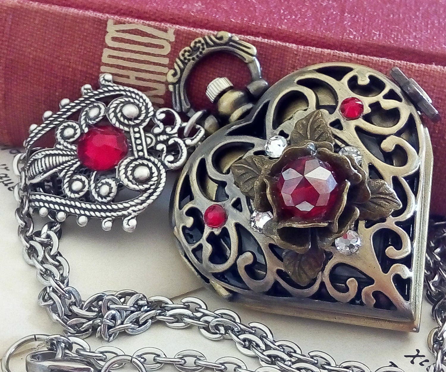 Victorian Pocket Watch Necklace Romantic Pocket Watch Pendant Etsy