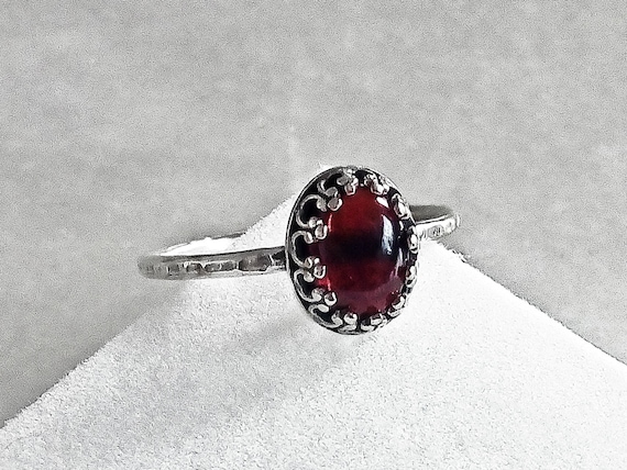 Valentine Gifts for Her Genuine Gemstone .925 Sterling Silver Garnet Ring