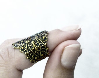 Filigree Knuckle Ring Midi Ring Gothic Ring Mid Finger Ring Embossed Antique Gold Gothic Jewelry