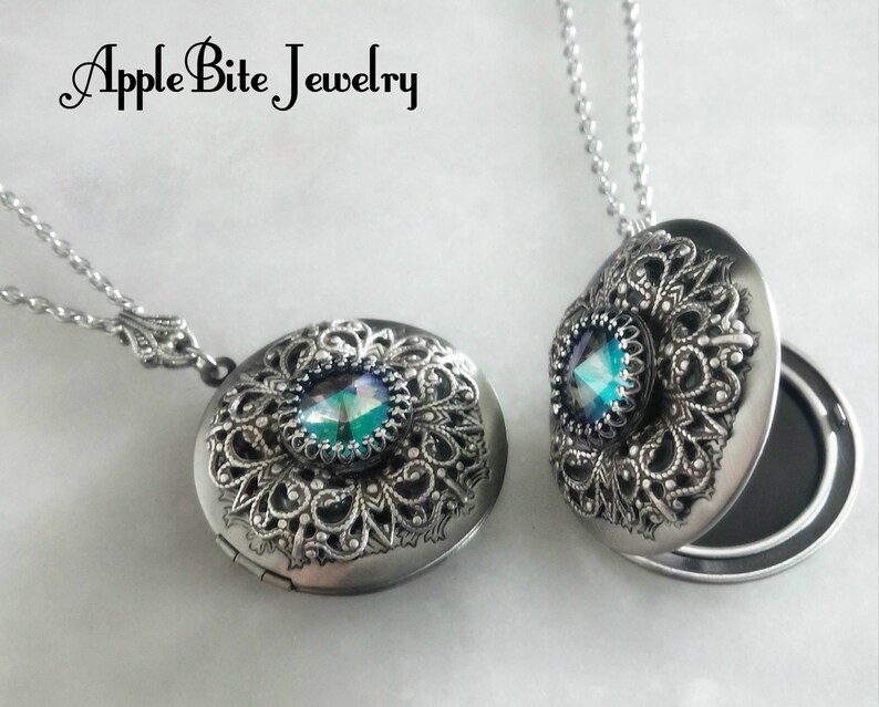 Victorian Gothic Locket Necklace Swarovski Crystal Pendant Etsy