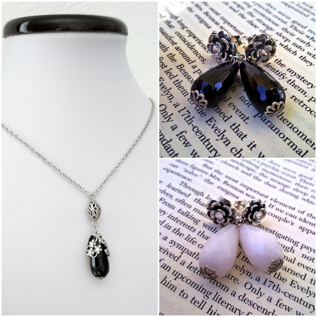 Victorian Pendant / Gothic Black Pendant / Drop Pendant Etsy