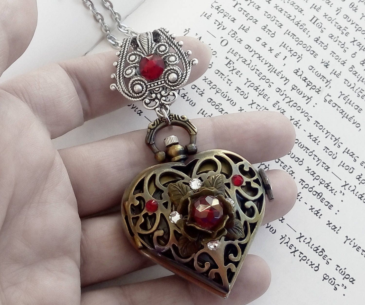 Victorian Pocket Watch Necklace Romantic Pocket Watch Pendant Etsy