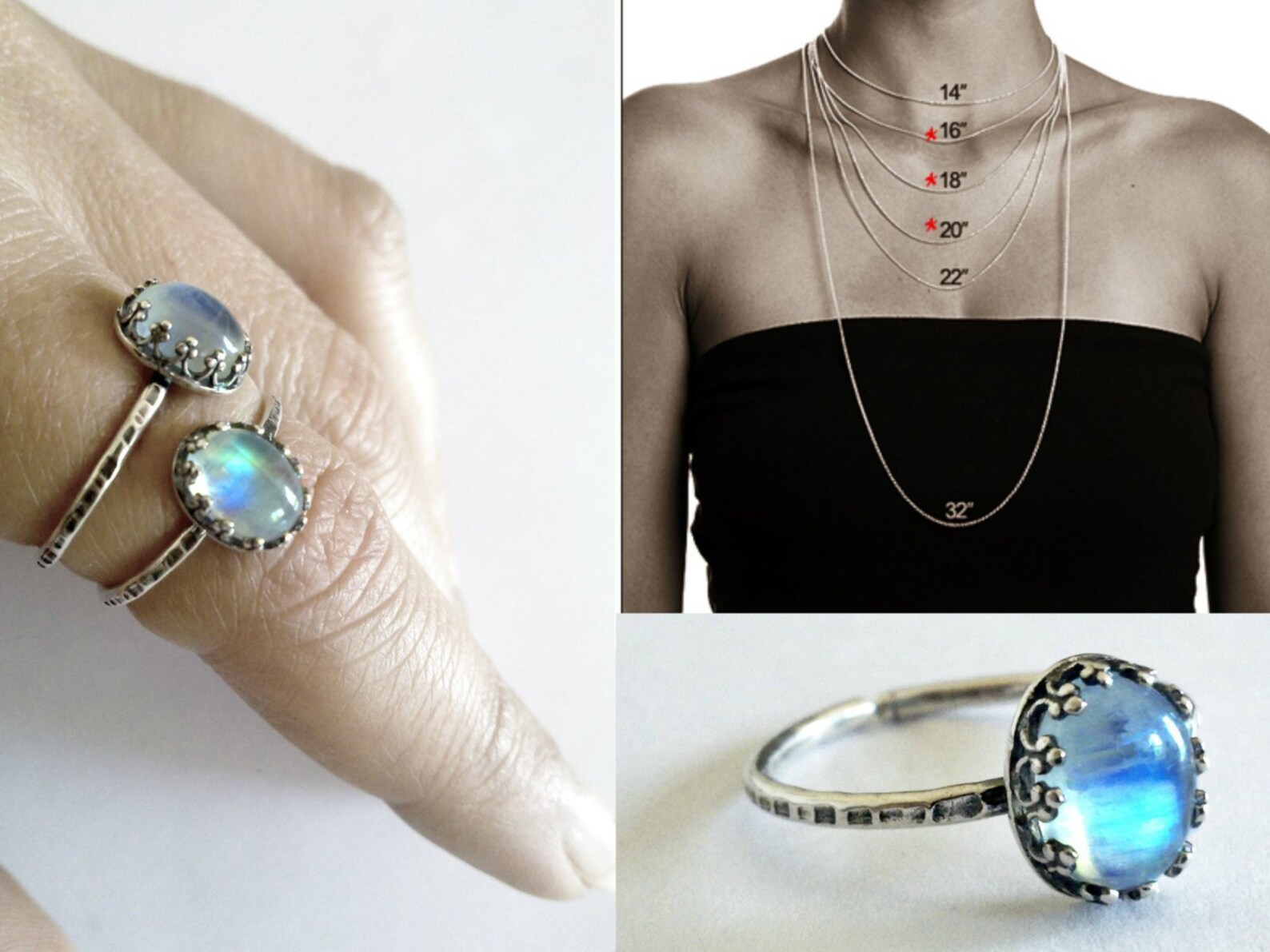 Silver Moonstone Ring main image 1