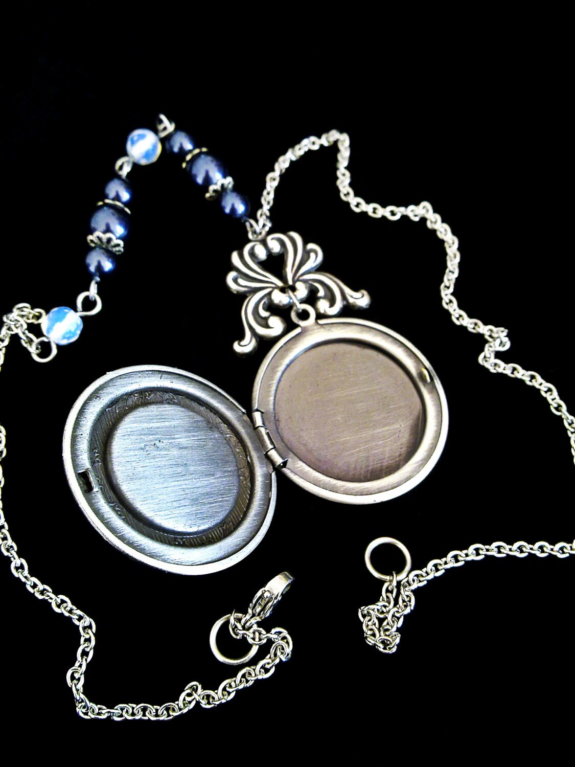 Gothic Locket Necklace / Blue Goldstone Locket / Galaxy Etsy