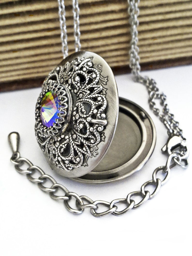 Victorian Gothic Locket Necklace Swarovski Crystal Pendant Etsy