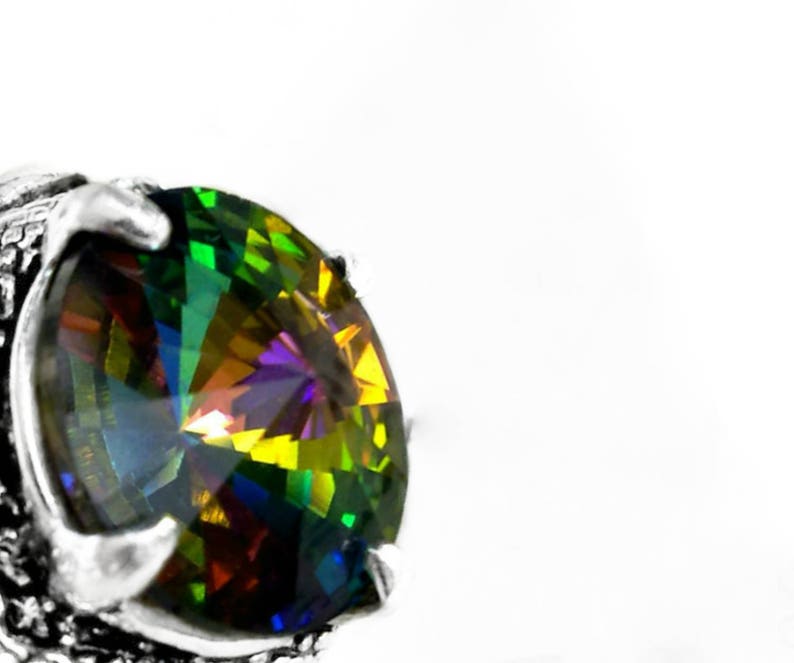 Gothic Mens Ring / Goth Ring / Sterling Silver Ring / Crystal Etsy