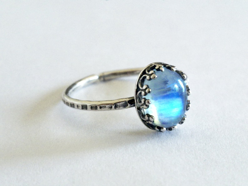 Sterling Silver Moonstone Ring Stackable Ring Victorian Etsy