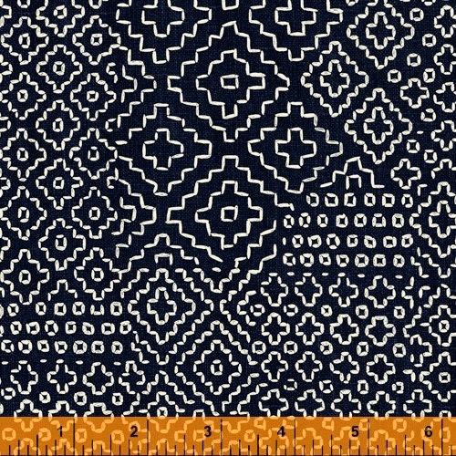 Indigo Cotton Sashiko Fabric by the yard - 714329347417